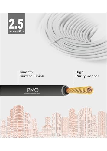 Image of Super PMO PVC Insulated Copper Wire, 90 m, Single Core Flexible Cable for Domestic and Industrial Use (BLACK, 2.50 SQ MM)