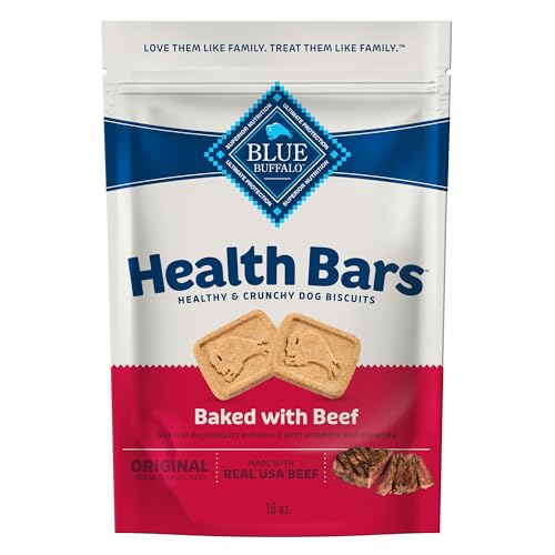Blue Buffalo Health Bars Crunchy Dog Biscuits, Oven-Baked With Natural Ingredients, Beef, 16-oz Bag