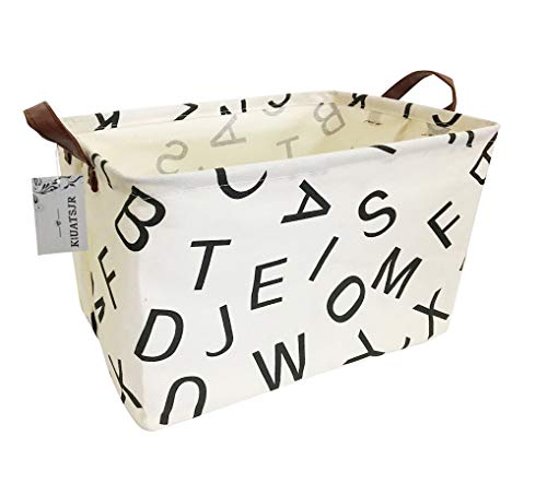 Image of Rectangle Storage Basket Cute Canvas Organizer Bin for Pet /Children Toys, Books, Clothes Perfect for Rooms /Playroom (Alphabet)
