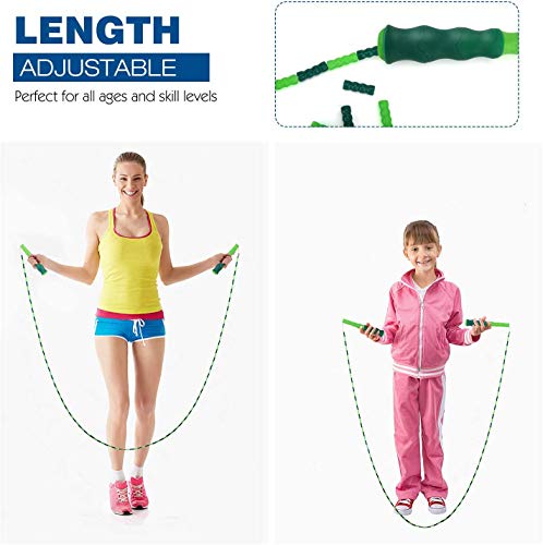 MoKo Springtouw voor kinderen, 2 stuks springtouw met zachte parels, verstelbaar zonder wirwar springkoord, workout… - Image 3