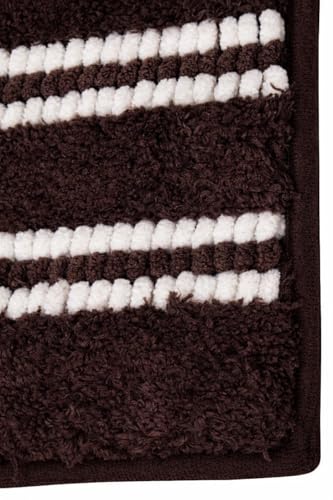 Image of DecorTwist Mosaic Super Soft Microfibre Bath Mat | 2000 GSM Anti-Skid, Quick Dry & Water Absorbent | Non-Slip Mat for Bathroom, Bedroom & Kitchen Floor | 60x40 cm | Style 1 Brown| Pack of 1