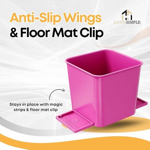 Image of Car Trash Can with Stability Wings - Leakproof Portable Garbage Bin for Fabric & Rubber Mats - Compact Durable Plastic Auto Organizer for Cars, SUVs, Trucks (Pink, Small)