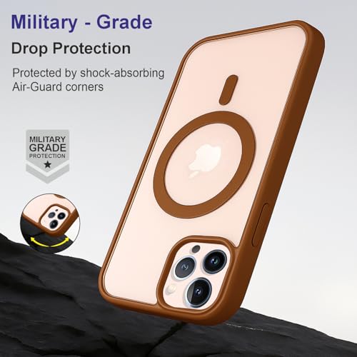 Image of AIBEX Clear Mag-Saf Case for iPhone 14 Pro | Strong Magnetic Lock, Anti-Yellowing Transparent Back Cover | Military-Grade Drop Protection | Slim Lightweight Cover with Camera Guard - Brown
