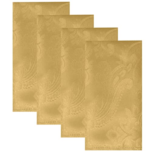 Elrene Home Fashions Caiden Elegance Damask Fabric Napkins (Set Of 4), 17" X 17", Gold #TOP9