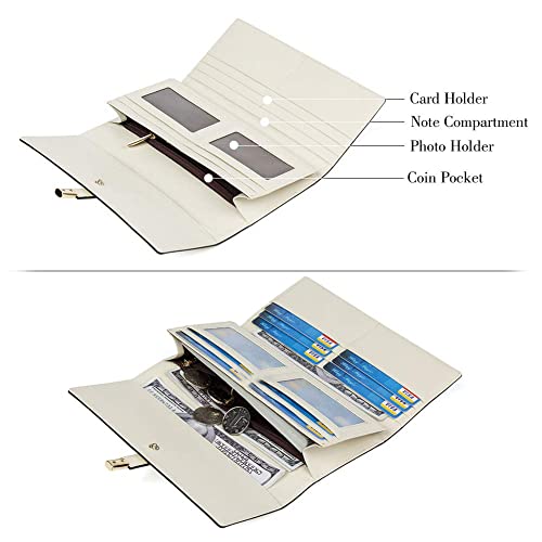 Cluci Leather Wallet For Women Slim Designer Trifold Ladies Credit Card Holder Cream White #TOP3