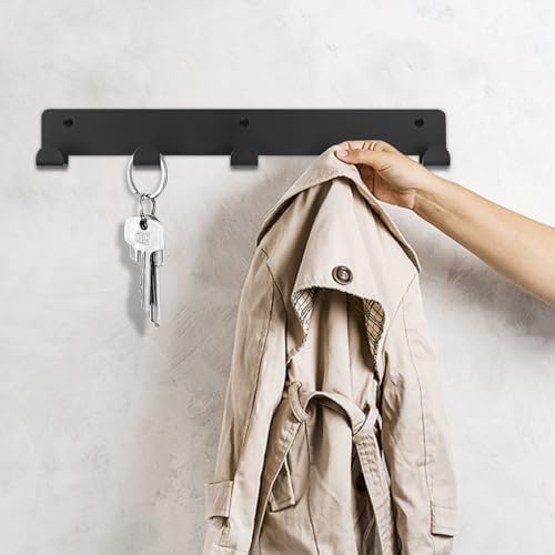 QJKEJI Key Holder for Wall, Key Hooks Wall Mounted, Keys Racks, Black Metal Keys Hooks Hangers with 5 Hook Heavy Duty for Hallway Kitchen Bedroom Living Room Bathroom Office - Image 7