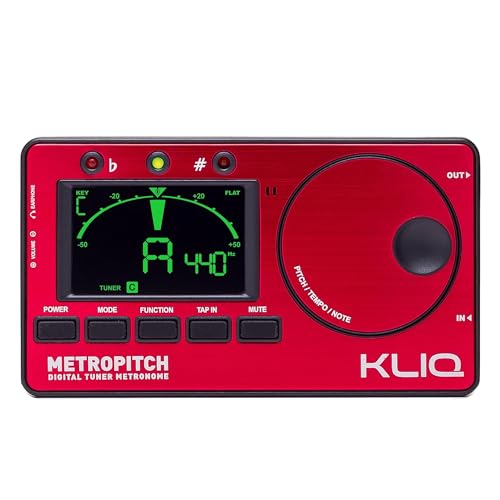 KLIQ MetroPitch - Metronome Tuner for All Instruments - with Guitar, Bass, Violin, Ukulele, and Chromatic Tuning Modes (MetroPitch, Red)