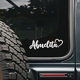 Abuelita Car Decal in Cursive Font with Heart - Sentimental Design Representing Family Connection - Beautiful Minimal Layout for Decorative Purpose - Long-Lasting Quality Vinyl