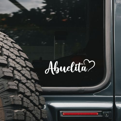 Abuelita Car Decal in Cursive Font with Heart - Sentimental Design Representing Family Connection - Beautiful Minimal Layout for Decorative Purpose - Long-Lasting Quality Vinyl
