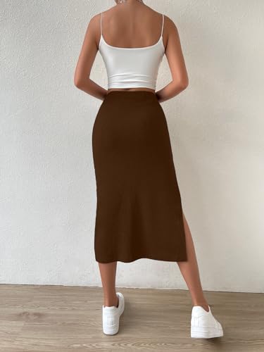 Image of Aahwan Girl's Polycotton Midi High Waist Split Thigh Skirt