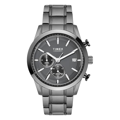TIMEX Analog Watch for Man with Grey Round Dial & Silver Stainless Steel Bracelet Band Water Resistant Men's Wrist Watches - TWEG17613