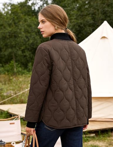 image for Flygo Women's Oversized Quilted Lightweight Jacket Button Down Puffer 