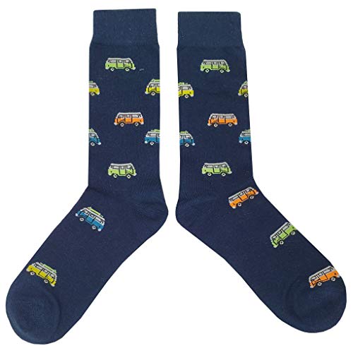 VW Bus Dress Socks Funny Novelty Crazy Fun Design Men Size 8-12 Cotton Casual Crew Colorful Funky Fancy Socks Gift for Men2
