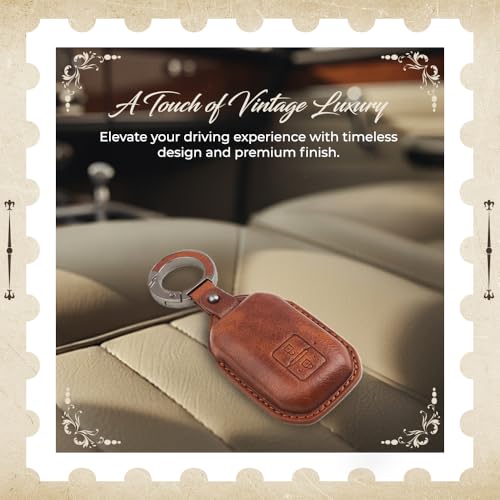 Image of keyzone dual leather key cover for Swift, DZire, Baleno, Ertiga, Grand Vitara, Brezza, Fronx, Jimny XL6, Ignis, Glanza, Urban Cruiser Hyryder, Rumion 2 button smart key