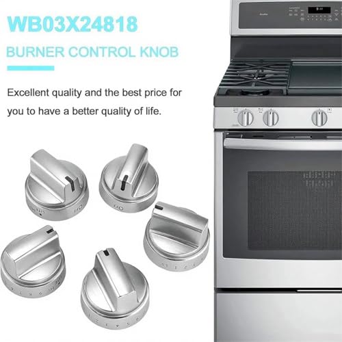 5PCSStainless Steel Stove Knob WB03X24818 Compatible for GE Stove Knobs Replacements/General Electric Stove Parts by UnyKizz - Image 2