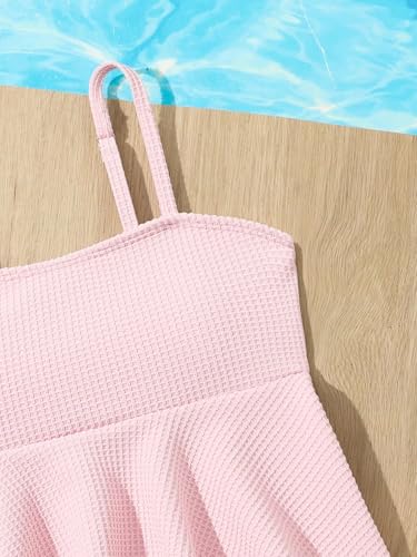 QJQ Girl's 2 Piece High Waisted Swimsuits Ruffle Waffle Bathing Suit Summer Cute Bikini Sets4