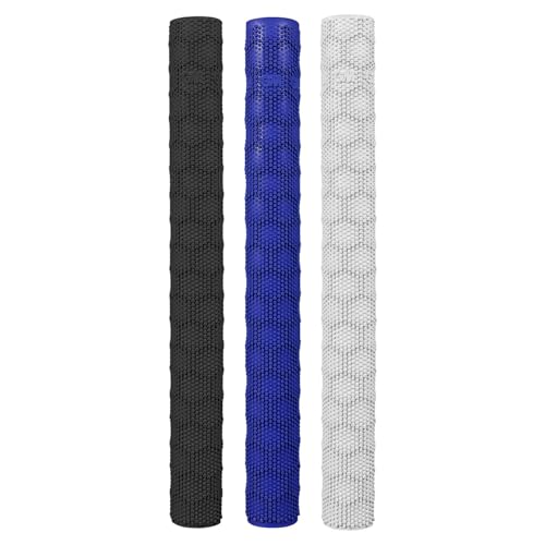 Image of GM Hexa Cricket Bat Rubber Grip | Premium Super Soft Rubber Compound | Non-Slip Hexagonal Cushioned Replacement Wrap for Shock Absorption | Pack of 3