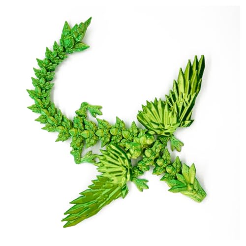 Hannahcos 3D Printed Dragon Fidget Toy, Articulated Crystal Dragon in Egg, Home Office Decor (Yellow & Green)