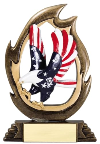 Same Day Awards Eagle Flame Theme Unisex Trophy - 7.25 Inches Tall - Great for Youth and Adult - Full Color Resin Award - Engraving Included (Eagle)