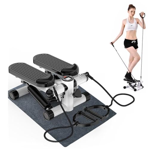 XPJBKC Steppers for Exercise Workout, Super Quiet Mini Stepper Exercise Machine With Resistance Bands And LCD Monitor, Space Saving, Non-Slip Pedal, Step Machine Exerciser for Home