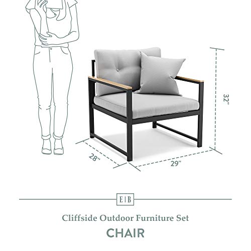 Edenbrook Cliffside Metal Patio Furniture - Mix And Match Chair Outdoor Furniture Pieces, Metal Chair With Cushions #TOP1