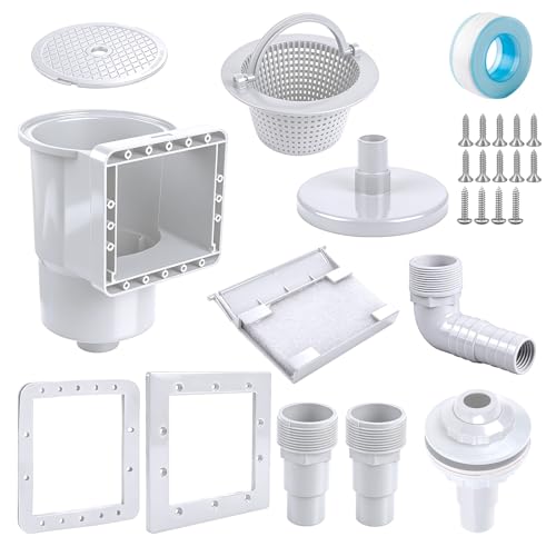 efuturetime Kit Skimmer de Surface 9 Pièces, Panier de Skimmer Piscine, Buse d'aspiration et Raccord de Tuyau 32/38 mm pour Nettoyage Piscines Hors-Sol et À Parois en...