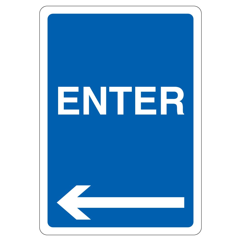 V Safety Enter - Arrow Left 210 x 297 mm (A4) - 3mm Aluminium Composite Safety Sign