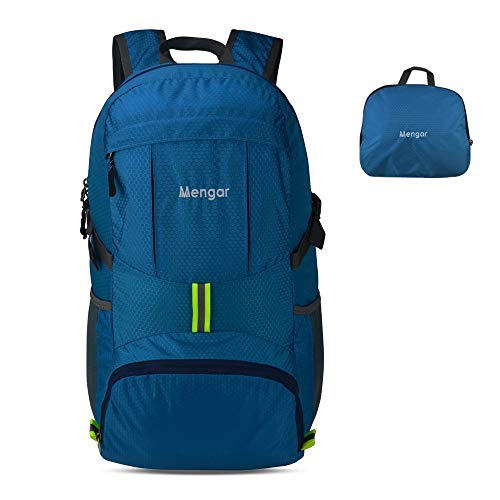 Backpack Daypack,Travel Backpack, Mengar 35L Foldable Water Resistant Packable Backpack Hiking Daypack - Ultralight and Handy & Lifetime Warranty (Blue)