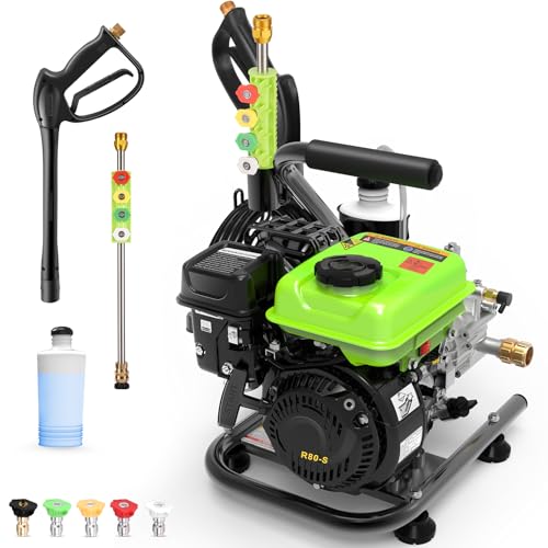 3500PSI Gas Pressure Washer 2.4GPM Gas Power Washer 79CC Gas Powered Washing Machine Commercial High Pressure Washer with 25ft Hose&5 Nozzles for Patio Garden Yard Vehicle,EPA/CARB/ETL