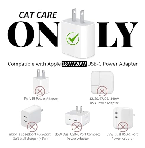 Image of Compatible with iPhone Cute Cat Charger Case Cover | Cartoon Character Silicone Charger Case Cover for 18-20W 360 Degree Full Protection Cover (White&Pink Butterfly)