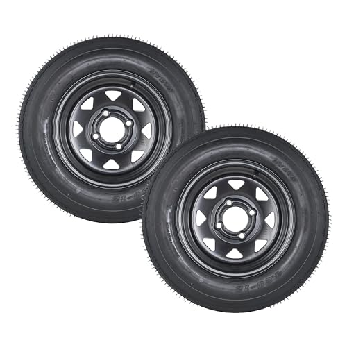 Garvee 4.80-12 4.80x12 480-12 4.8-12 Trailer Tires with 12 in Rims Complete Tire and Rim Set Load Range C 6PR Black (4 Lug on 4 4.80-12)