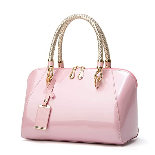 Bolso cruzado elegante para mujer de Mn&Sue, bolso de hombro con cuero patentado brillante, bolso tipo tote con asa superior miniatura 1