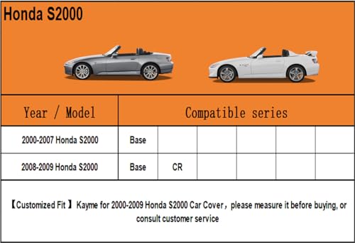 Image of Kayme 6 Layers Car Cover Custom Fit for Honda S2000 (1999-2009) Waterproof All Weather for Automobiles, Outdoor Full Cover Rain Sun UV Protection.Silver