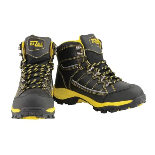 Bazalt MBM9122 Men's Black with Yellow Water and Frost Proof Leather Outdoor Lace-Up Boots - 102