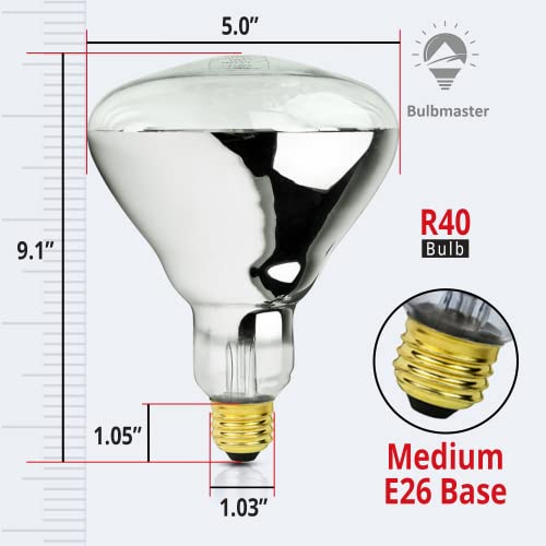 Bulbmaster 250 Watt Heat Lamp Bulb For Bathroom R40 Incandescent Shower Heat Lamp Clear Infrared Bath Light 250R40 Chicken Light Bulb E26 Base 2 Pack thumb #1