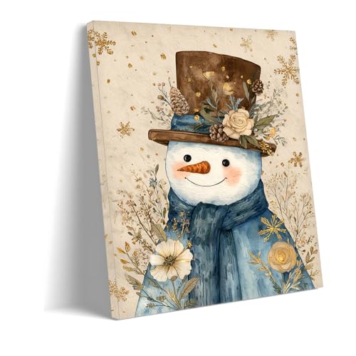 Toile murale bonhomme de neige Noël décoration salon 80x120cm