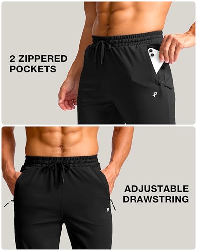 Pudolla 32"/34"/36"/38" Inseam Men's Tall Sweatpants with Zipper Pockets Lightweight Joggers for Athletic Workout Casual4
