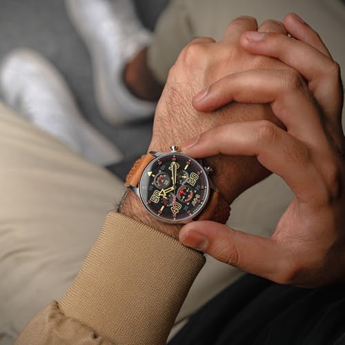 Montre AVI-8 Hawker Typhoon édition D-Day 80, chronographe d'exception en cuir véritable - 4
