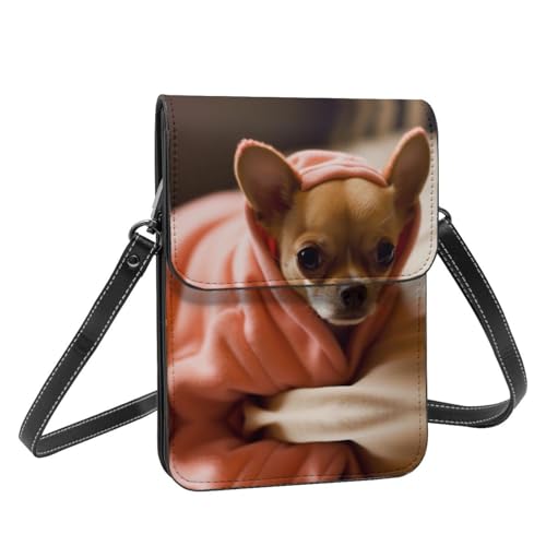 Depressed Chihuahua Print Small Cell Phone Purse Small Crossbody Bags Women Pu Leather Shoulder Bag Handbag2