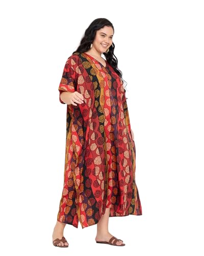 Image of Gypsie Blu Women Plus Size Kaftan Dress Beach Cover Up Maxi Dresses for Women, V-Neck Kimono Sleeve 1X-3X