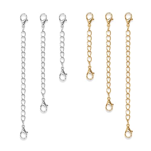 6PCS Chain Extenders for Necklaces, Gold Jewelry Extenders for Necklaces, Stainless Steel Chain for Necklace, Bracelet and Anklet, for Bracelet Anklet, Jewelry Making for Women Men