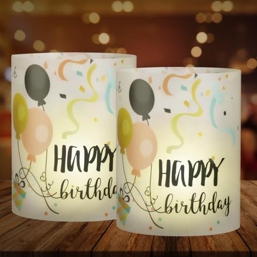 Lanterne de décoration de table pour anniversaire, 12 pièces de lanterne Happy Birthday, décoration de bougie pour anniversaire et anniversaire de mariage...