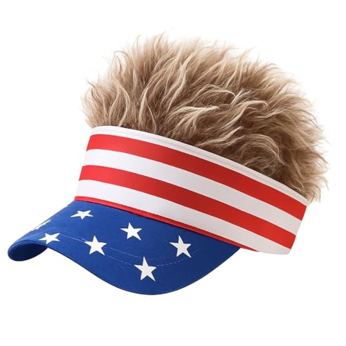 Mens Hair Visor Sun Hats Visor with Hair Fake Hat with Hairs for Men Novelty Spiked Adjustable Baseball Caps Funny Gift