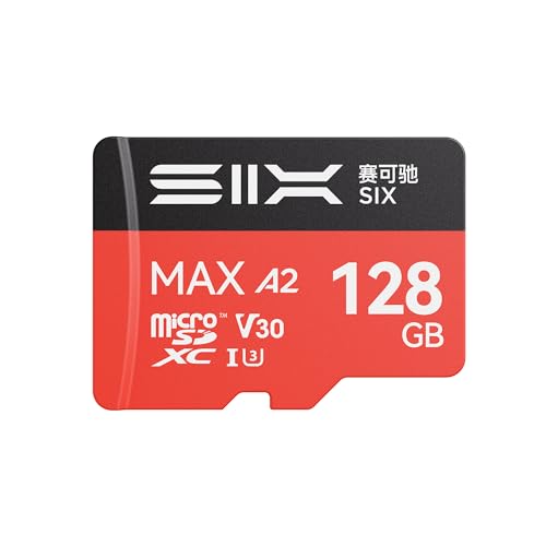 SIX M200 128GB Micro SD Card Read Up to 190MB/s for 4K UHD Continuous Recording - A2, U3, V30...