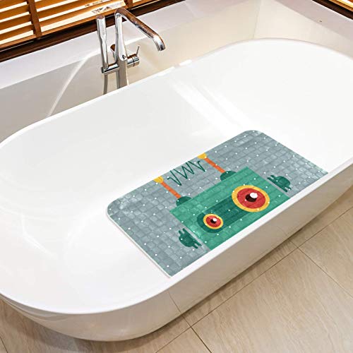 Alfombrilla de ducha antideslizante de rayas con ventosas de baño 68 x 37 cm robot 6