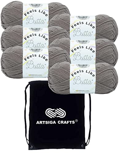 Image of Lion Brand Yarn Feels Like Butta 215-125 Cocoa | 6 Skeins, Same Dye Lot, Project Bag, CYC #4 Worsted, 100% Polyester, Ideal for Crochet, Knitting Baby Blankets, Amigurumi