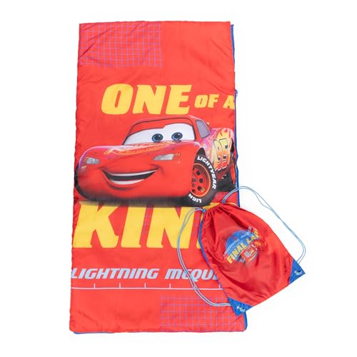 Jay Franco Disney Pixar Cars One of A Kind Slumber Sack - Cozy & Warm Kids Lightweight Slumber Bag/Sleeping Bag - Featuring Lighting McQueen