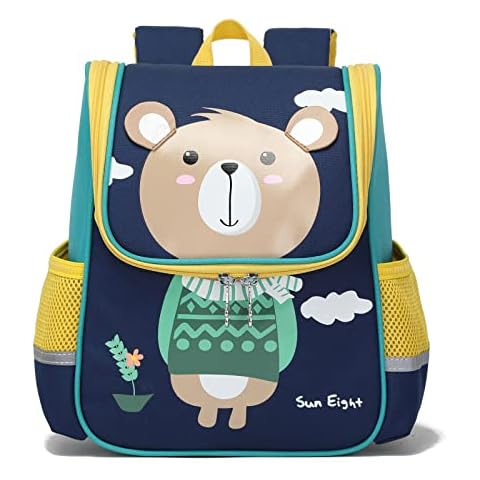 Tokeya Backpack Kids School Bag Boys Dinosaur Rucksack, Perschool Daypack Children Schoolbag Kindergarten Nursery Bookbag Waterproof Cartoon Shoulders Bags for Baby 2-7 Years, Blue Bear Cover
