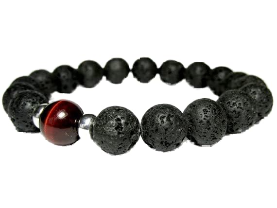 Bracelet pierre de lave et œil de tigre rouge pour équilibrer votre quotidien