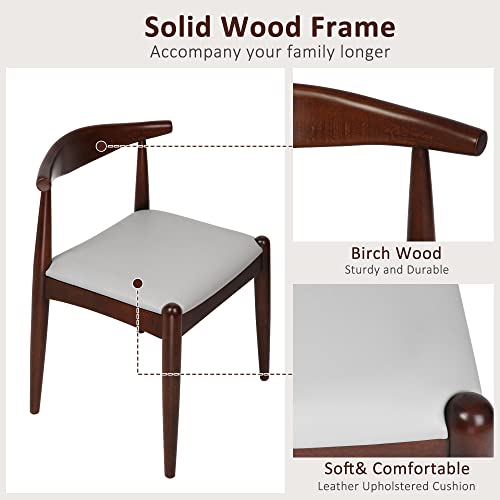 Koreyosh Mid Century Modern Side Dining Chair Set Of 6 With Solid Birch Wood Faux Leather Seat And Wooden Curved Backrest Low-Back Dining Chairs,Walnut/6-Pack #TOP4